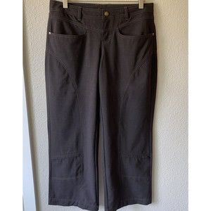 Athleta Canyon Casual Wool Blend Pants Women's 10 Petite Brown Mesh Lined Flare